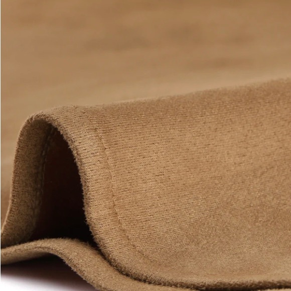 NWT Faux Suede Allegra K long sleeve belted shirt dress camel size L - Picture 5 of 8